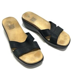 Elena Solano Woman Black Leather Sandal Size 8